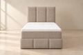 Boxspring Bari | Beige met 8 cm topper (Eenpersoons)