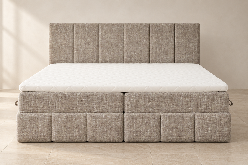 Boxspring Bari | Beige avec surmatelas de 8 cm