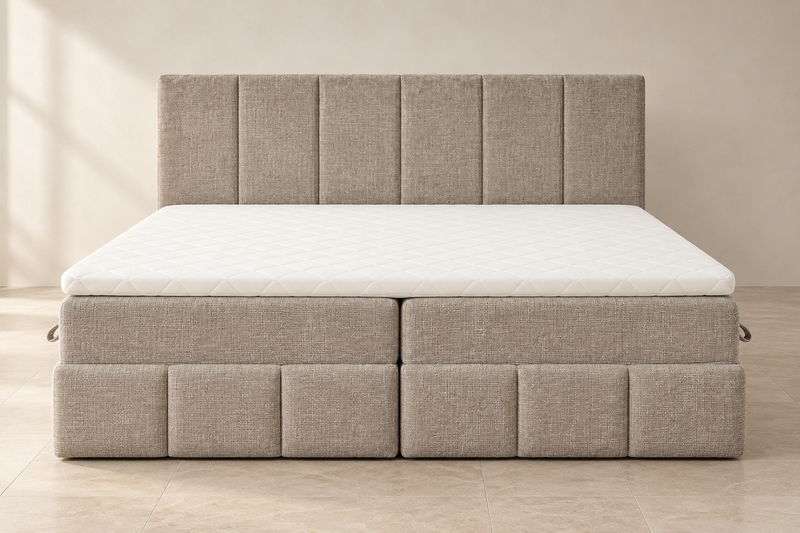 Boxspring Bari | Beige avec surmatelas de 8 cm