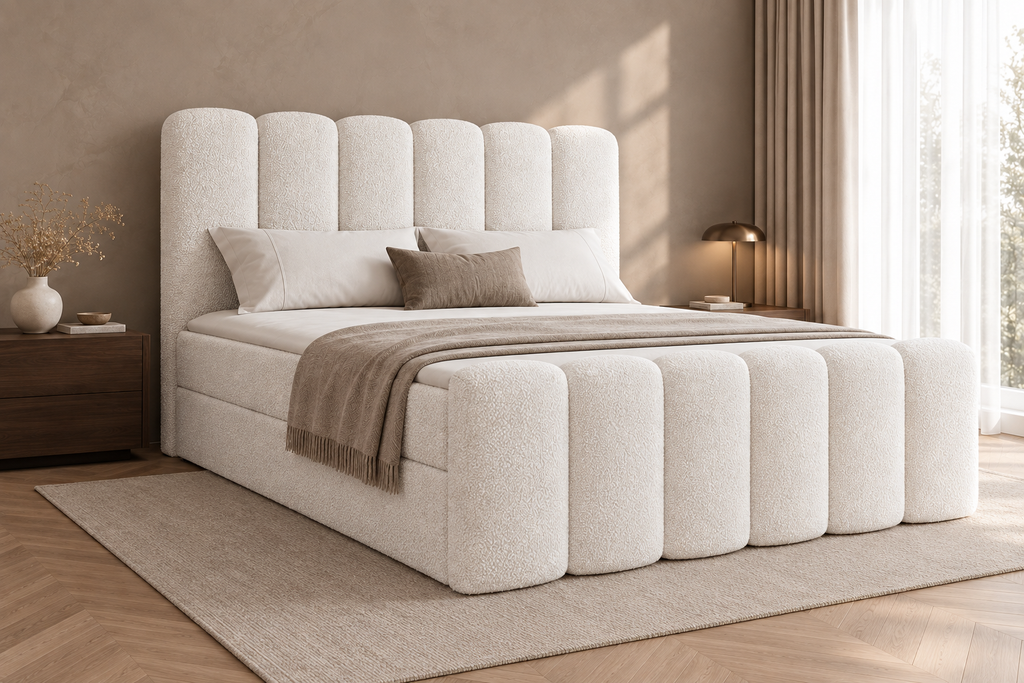 Boxspring Milano | Blanc avec surmatelas en mousse confort