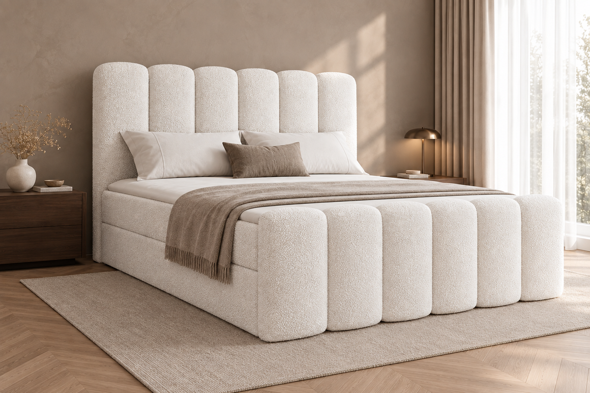 Boxspring Milano | Blanc avec surmatelas en mousse confort