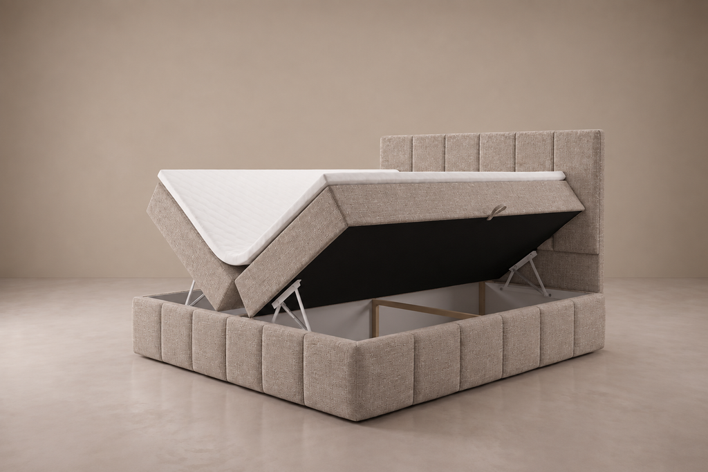 Boxspring Bari | Beige avec surmatelas de 8 cm