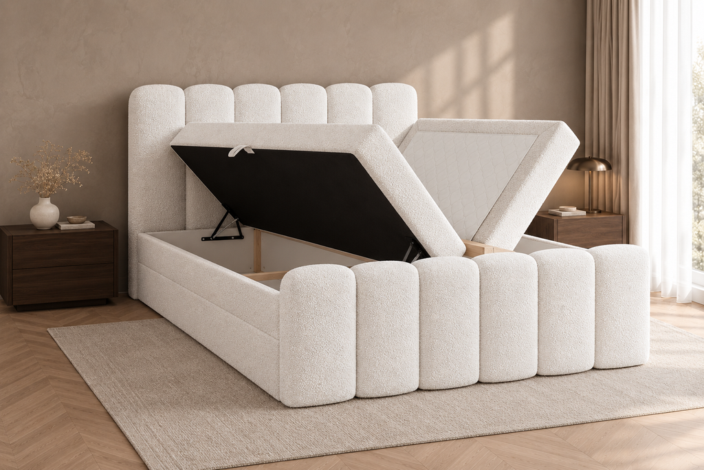 Boxspring Milano | Blanc avec surmatelas en mousse confort
