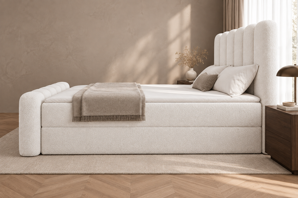 Boxspring Milano | Blanc avec surmatelas en mousse confort