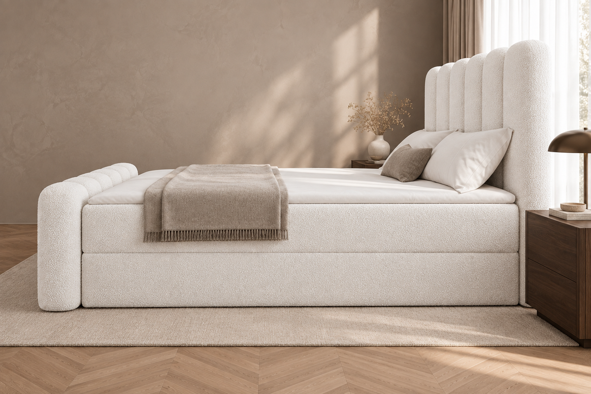 Boxspring Milano | Blanc avec surmatelas en mousse confort