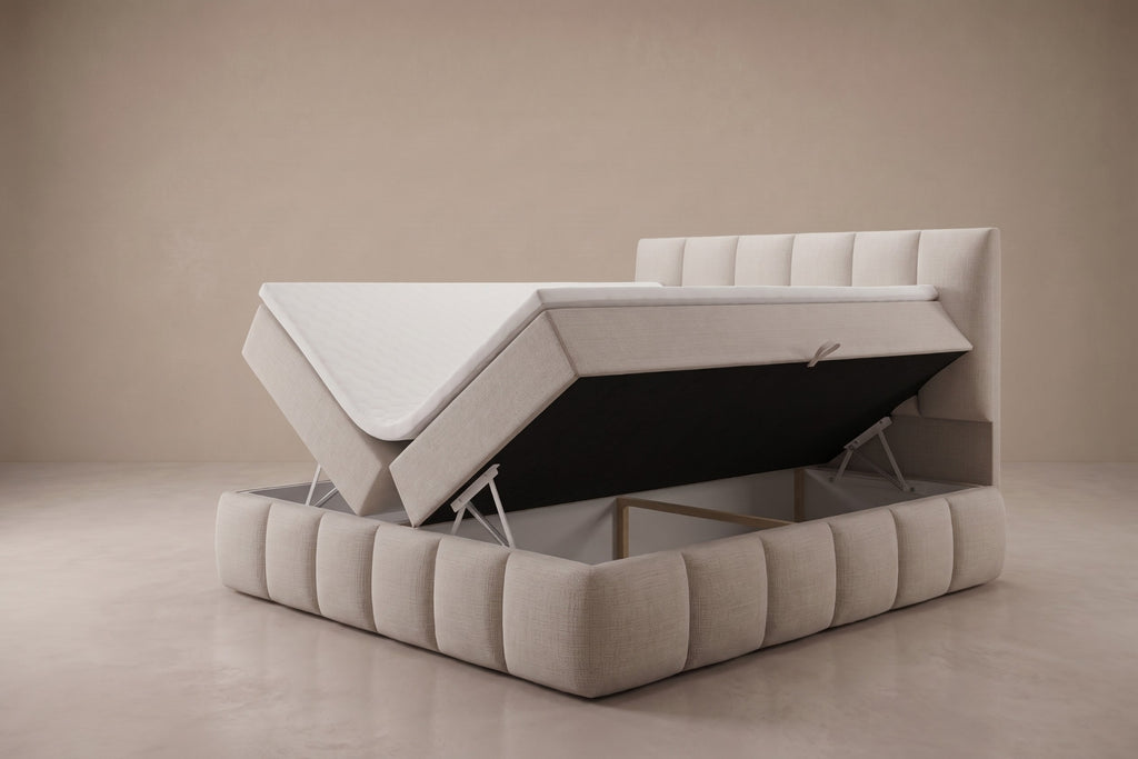 Boxspring Bari | Beige met 8 cm Topper