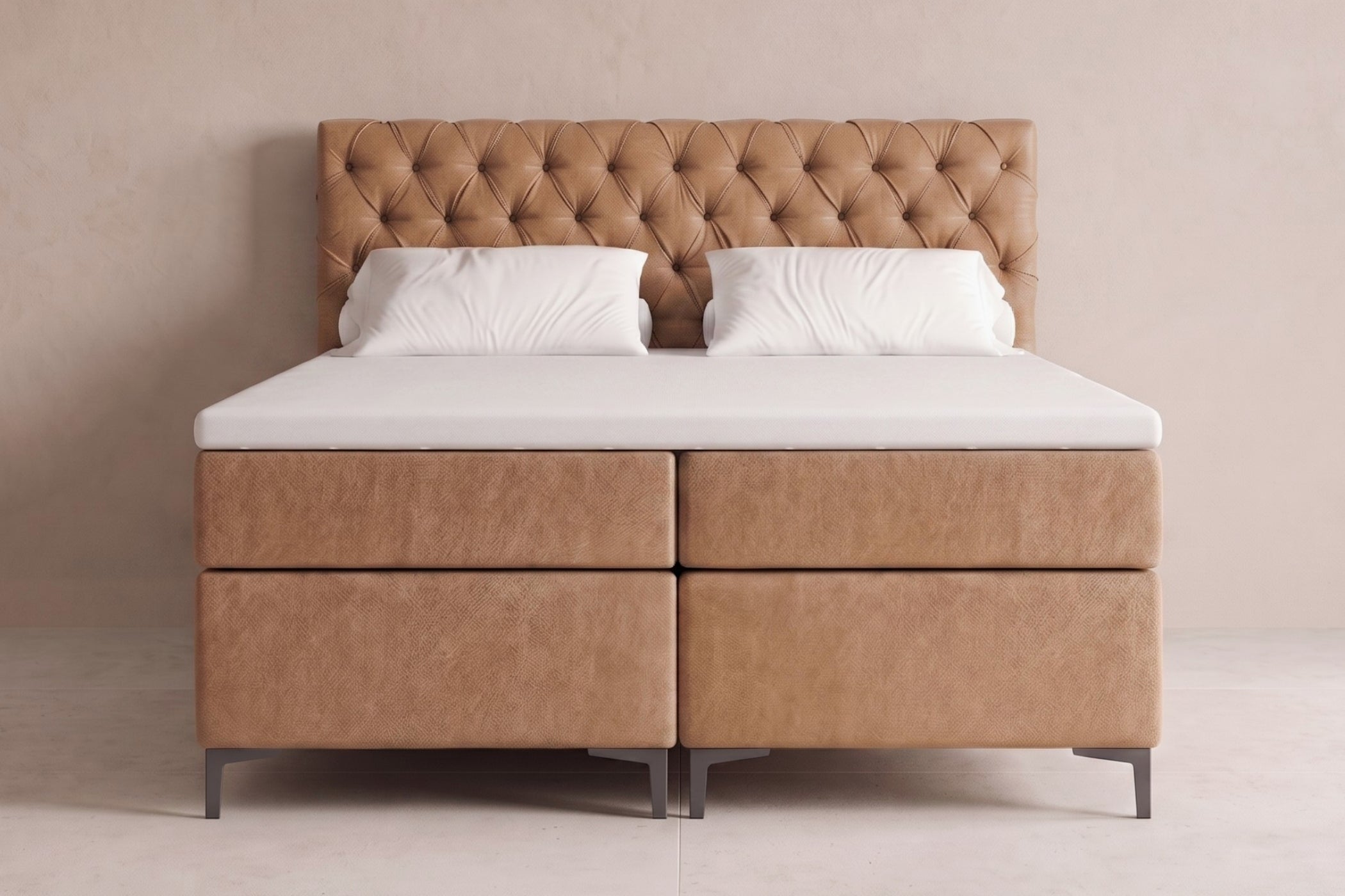 Boxspring Carrara | Beige met 8 cm Topper