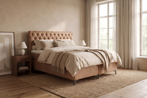 Boxspring Carrara | Beige met 8 cm Topper