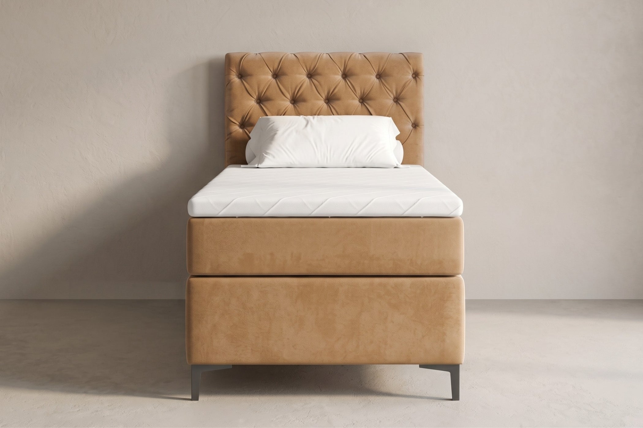 Boxspring Carrara | Beige met 8 cm Topper (Une personne)