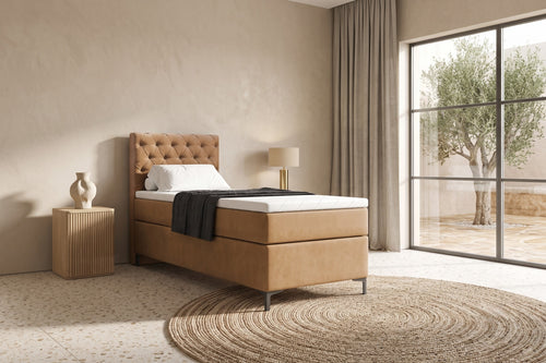 Boxspring Carrara | Beige met 8 cm Topper (Une personne)