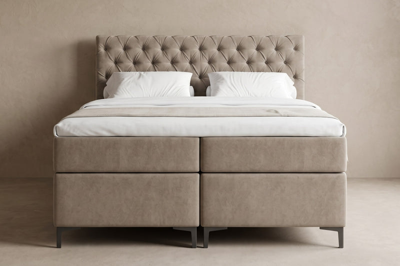 Boxspring Carrara | Taupe met 8 cm Topper