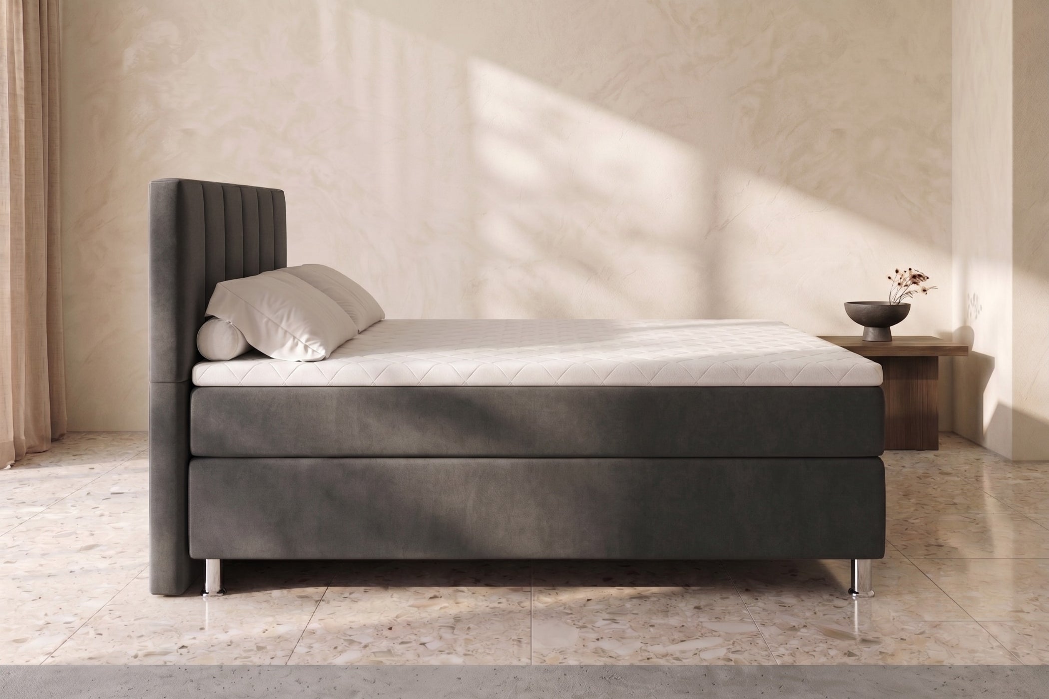 Boxspring Enna | Antraciet met 8 cm Topper