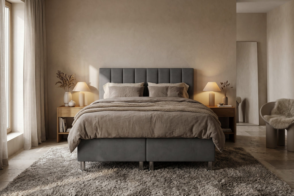 Boxspring Enna | Antraciet met 8 cm Topper