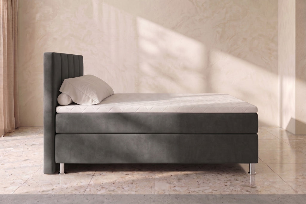 Boxspring Enna | Antraciet met 8 cm Topper (Une personne)