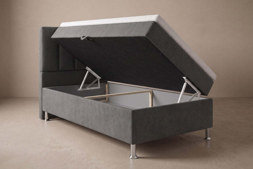 Boxspring Enna | Antraciet met 8 cm Topper (Une personne)
