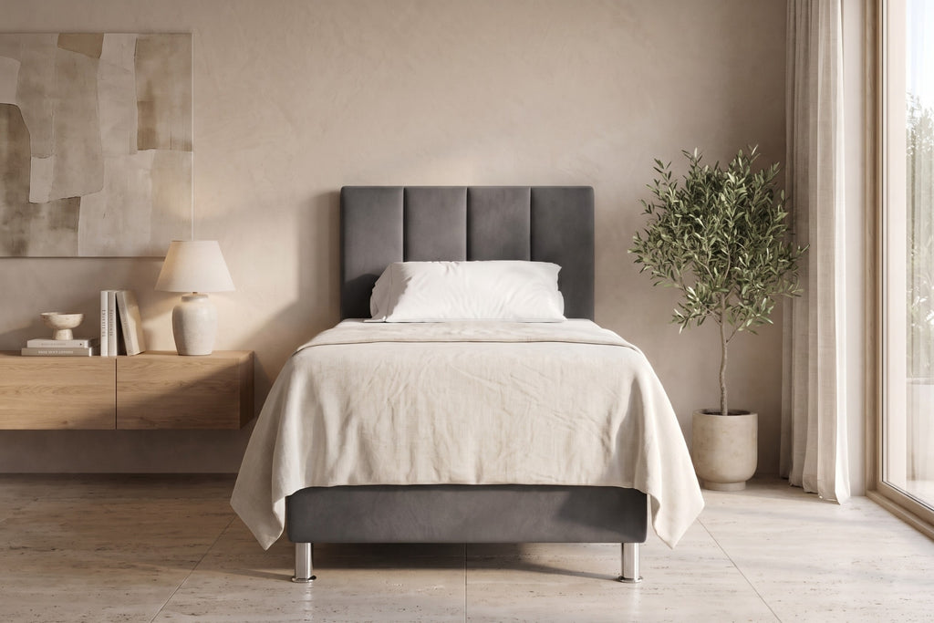Boxspring Enna | Antraciet met 8 cm Topper (Une personne)