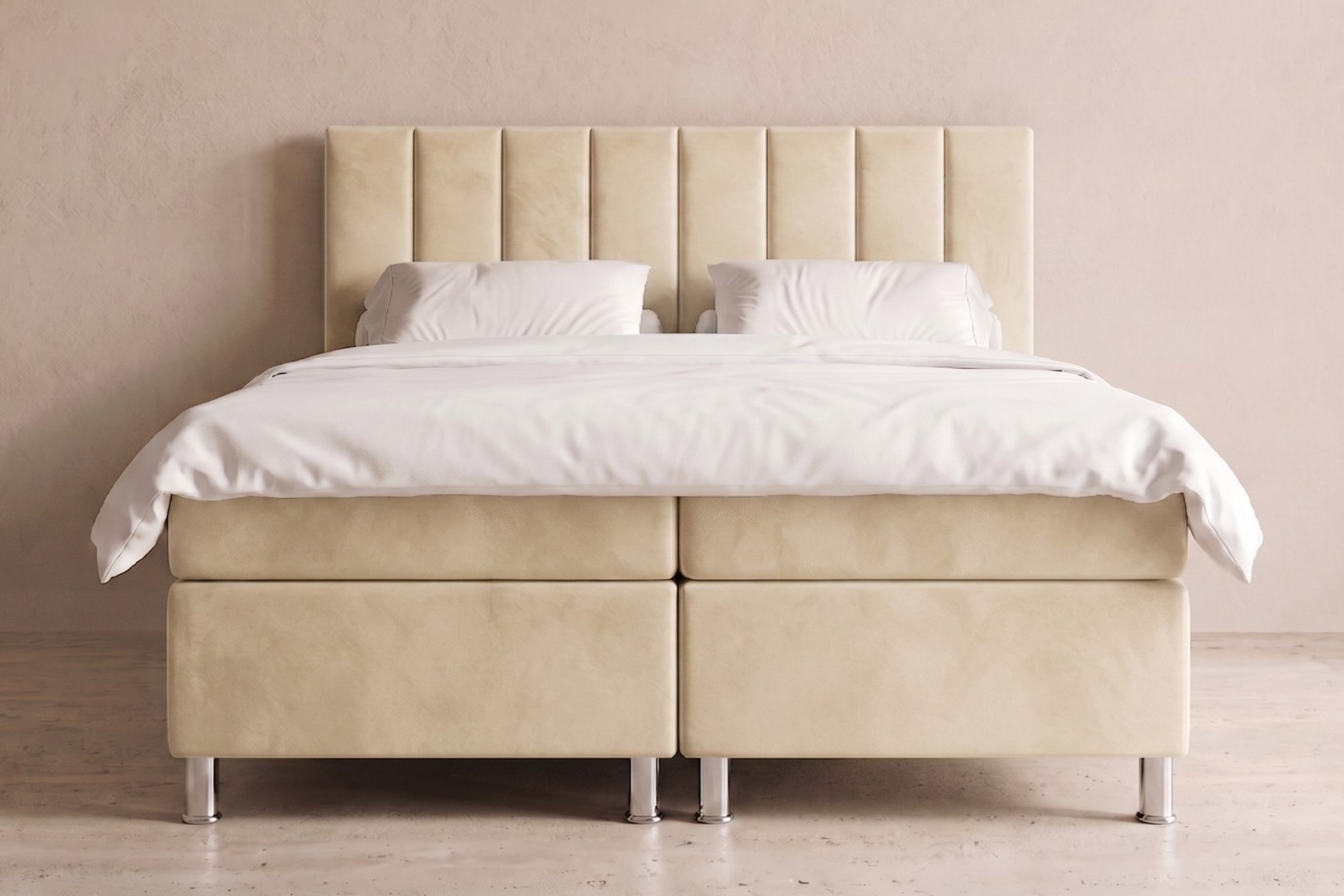 Boxspring Enna | Beige met 8 cm Topper
