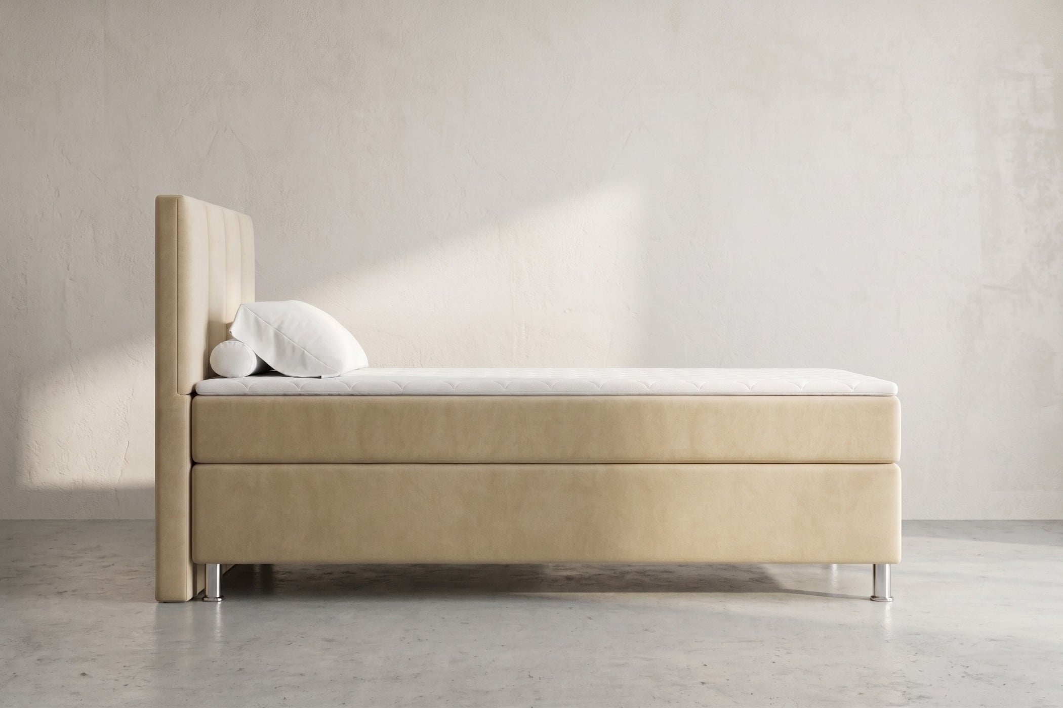 Boxspring Enna | Beige met 8 cm Topper (Une personne)