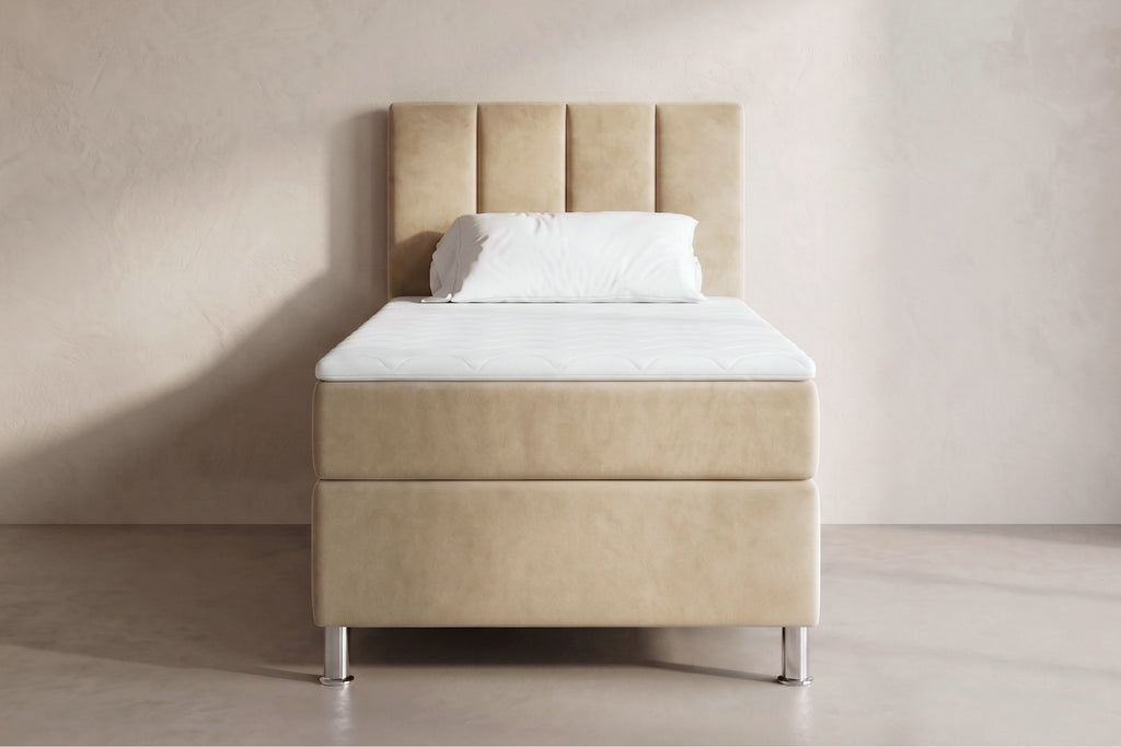 Boxspring Enna | Beige met 8 cm Topper (Une personne)