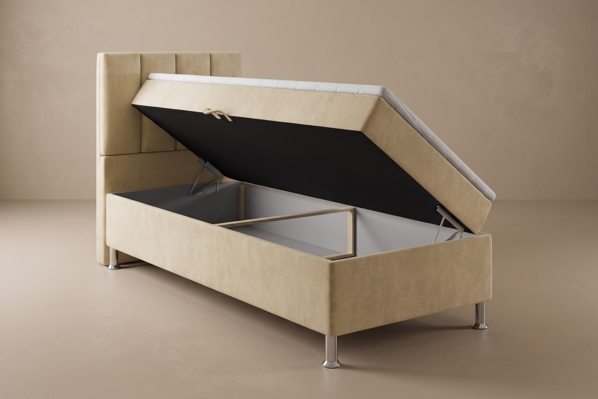Boxspring Enna | Beige met 8 cm Topper (Une personne)