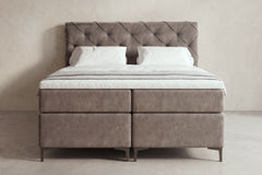 Boxspring Lodi | Gris met 8 cm Topper