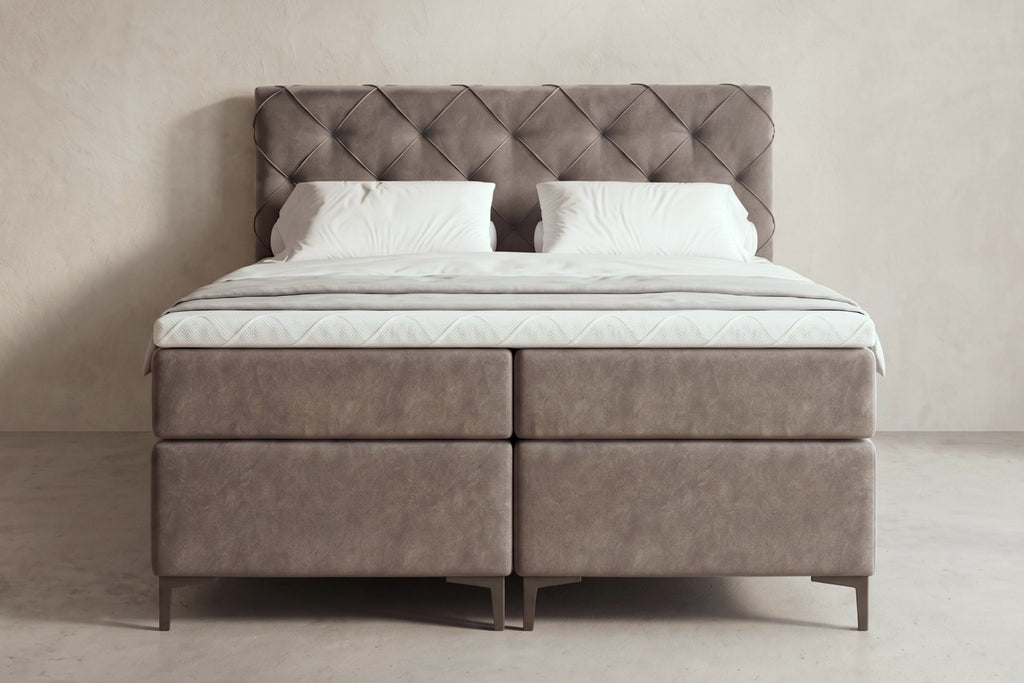 Boxspring Lodi | Gris met 8 cm Topper