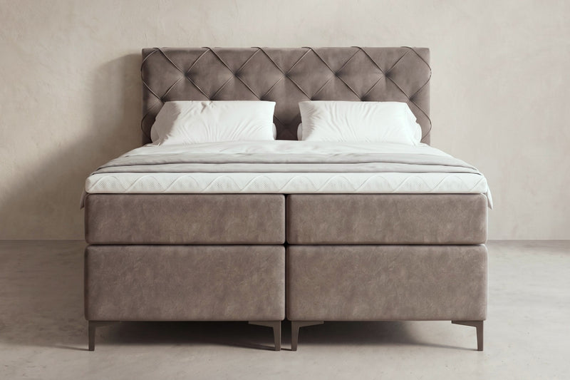 Boxspring Lodi | Gris met 8 cm Topper