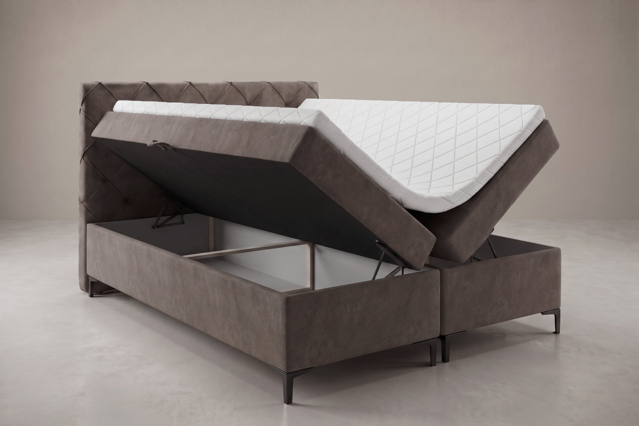 Boxspring Lodi | Gris met 8 cm Topper
