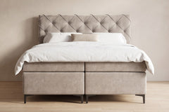 Boxspring Lodi | Taupe met 8 cm Topper