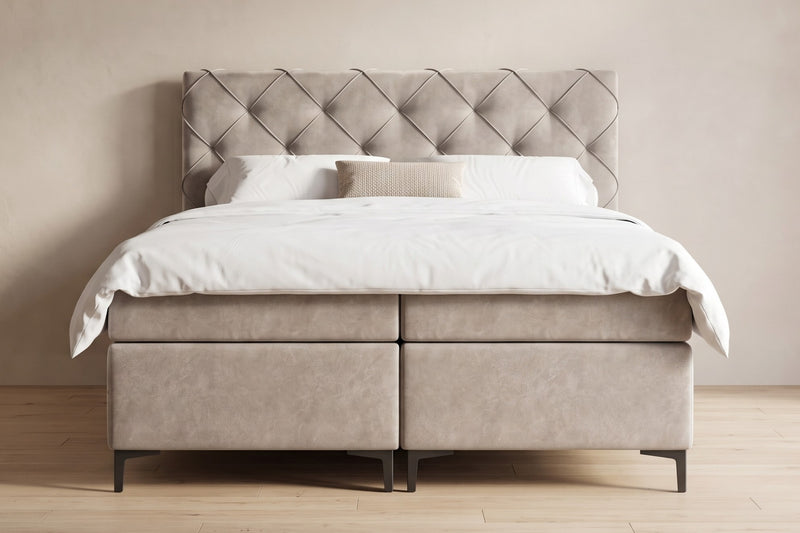 Boxspring Lodi | Taupe met 8 cm Topper