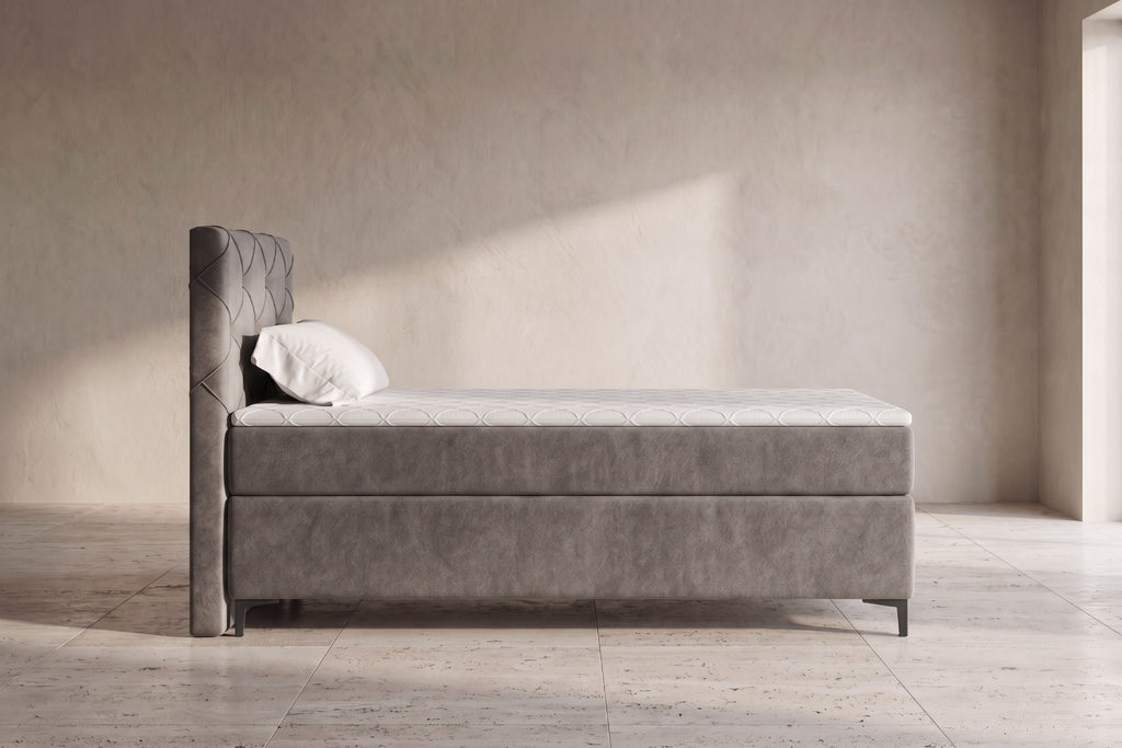 Boxspring Lodi | Taupe met 8 cm Topper (Une personne)