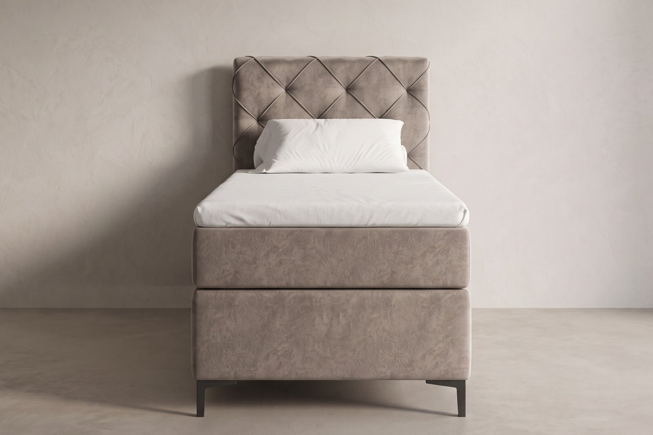 Boxspring Lodi | Taupe met 8 cm Topper (Une personne)