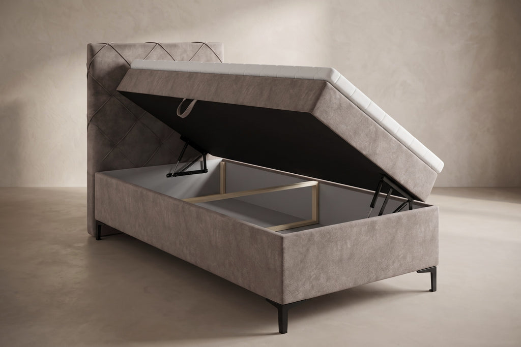 Boxspring Lodi | Taupe met 8 cm Topper (Une personne)