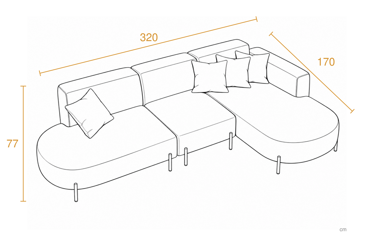 Canapé d'angle Belluno | Beige Dimensions drawing