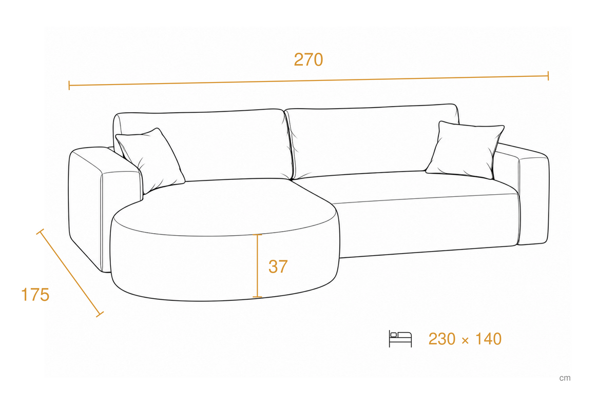 Canapé d'angle Pisa | Beige Dimensions drawing