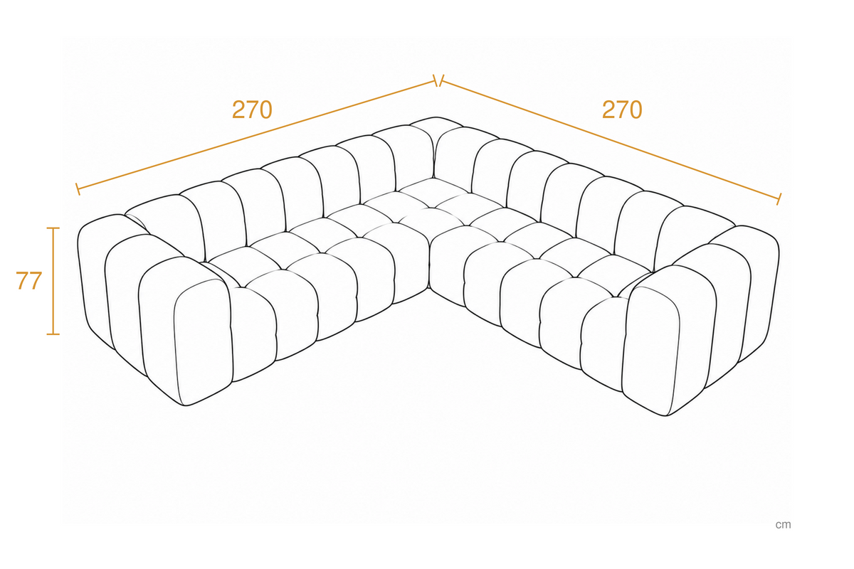 Canapé d'angle Classique Urbino | Beige Dimensions drawing
