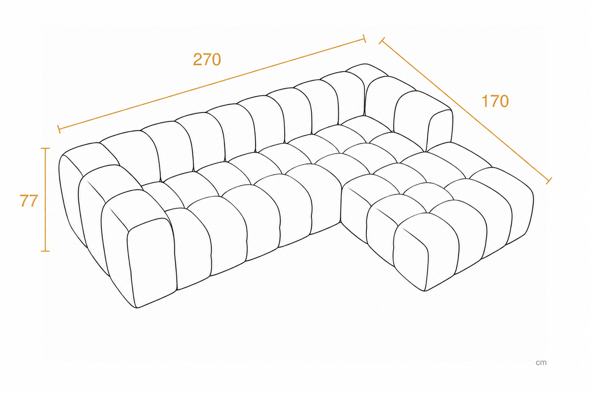 Canapé d'angle Avec Méridienne Urbino | Beige Dimensions drawing