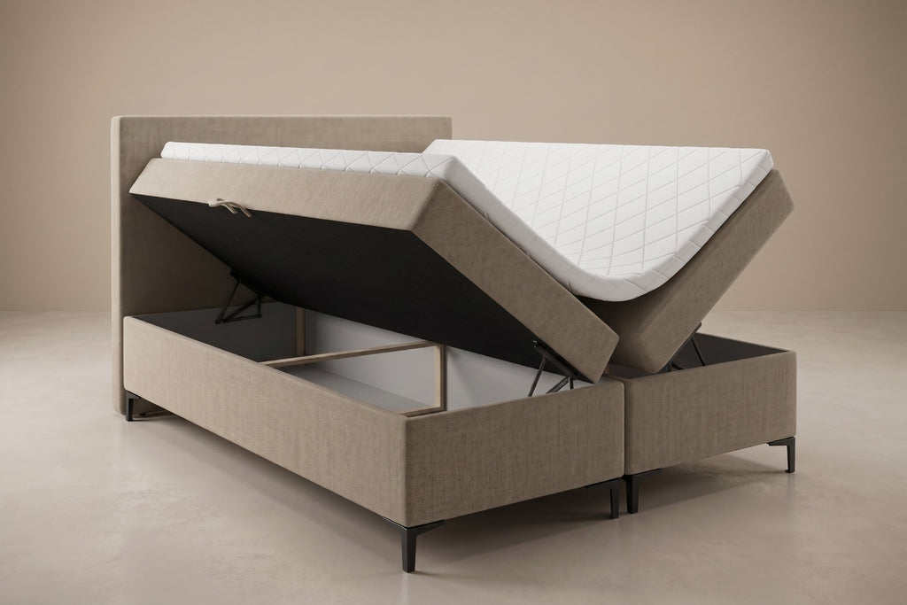 Boxspring Matera | Beige met 8 cm Topper