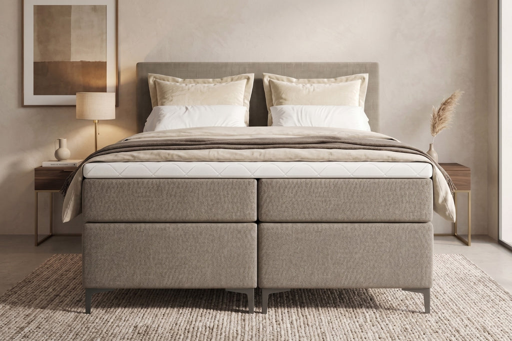 Boxspring Matera | Beige met 8 cm Topper