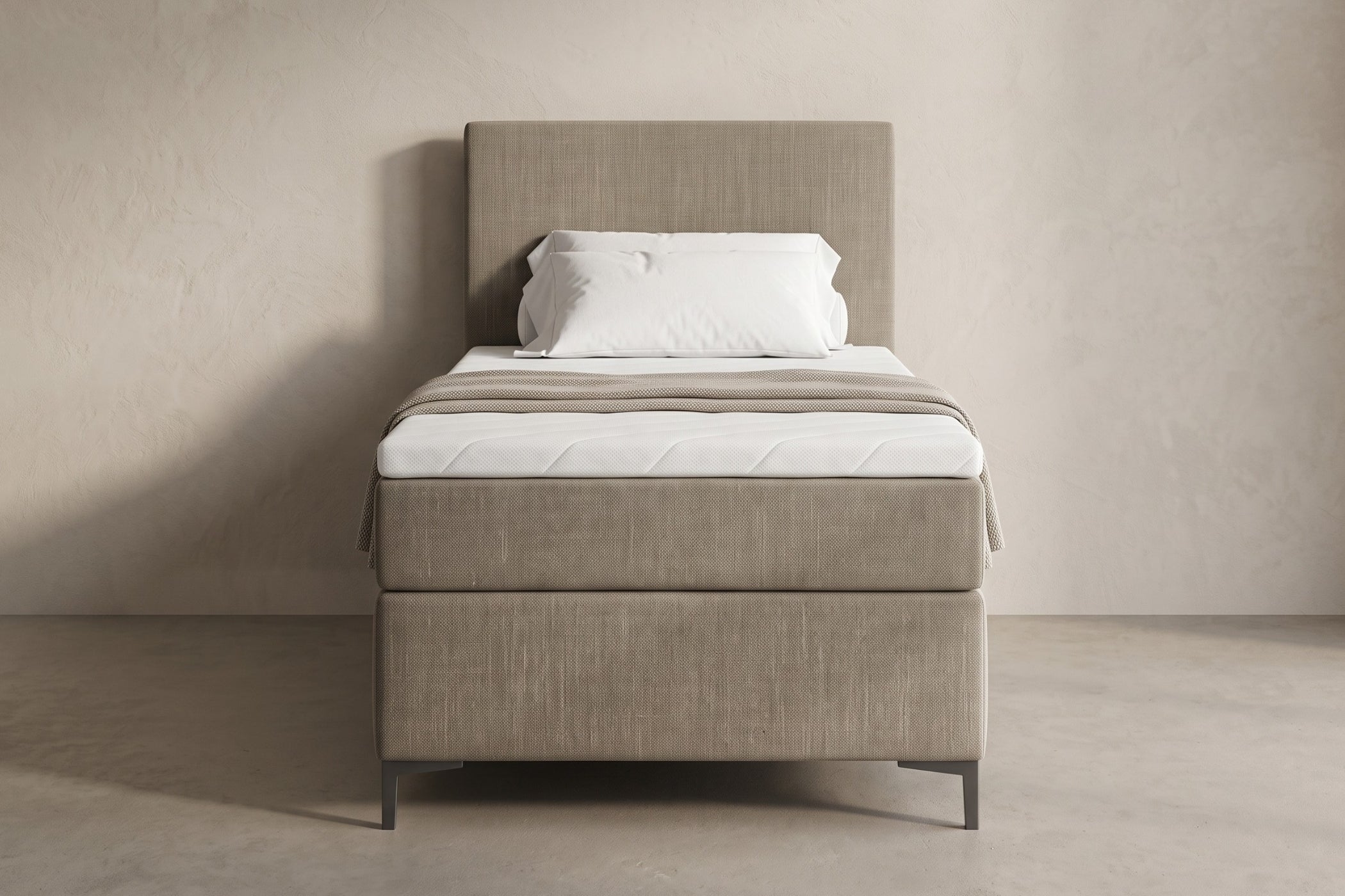 Boxspring Matera | Beige met 8 cm Topper (Une personne)
