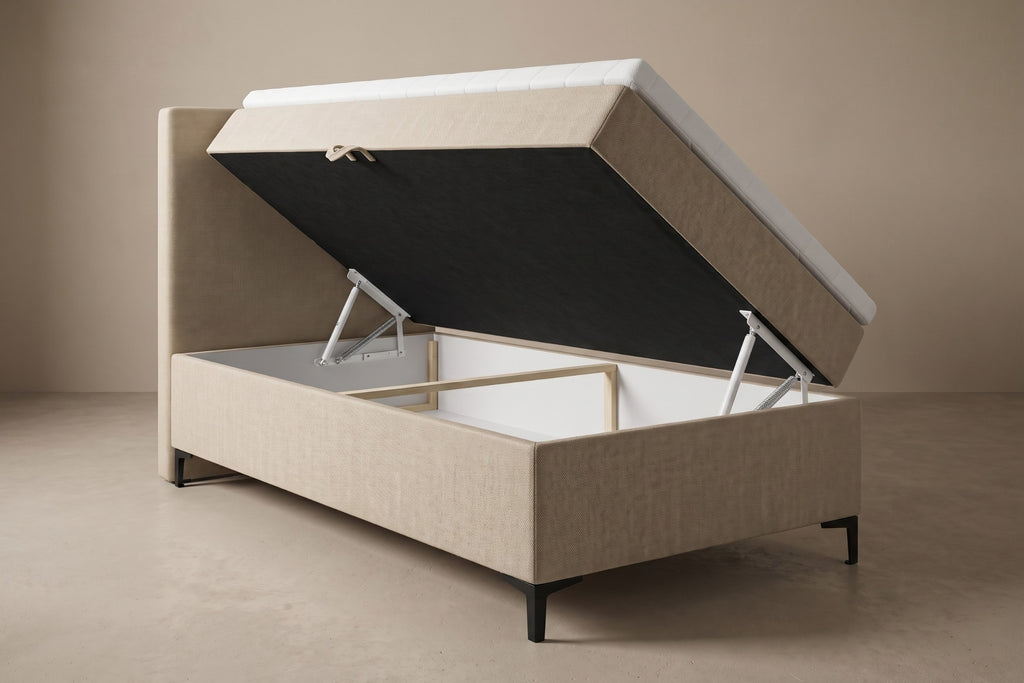 Boxspring Matera | Beige met 8 cm Topper (Une personne)