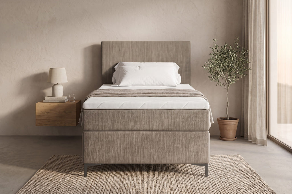 Boxspring Matera | Beige met 8 cm Topper (Une personne)