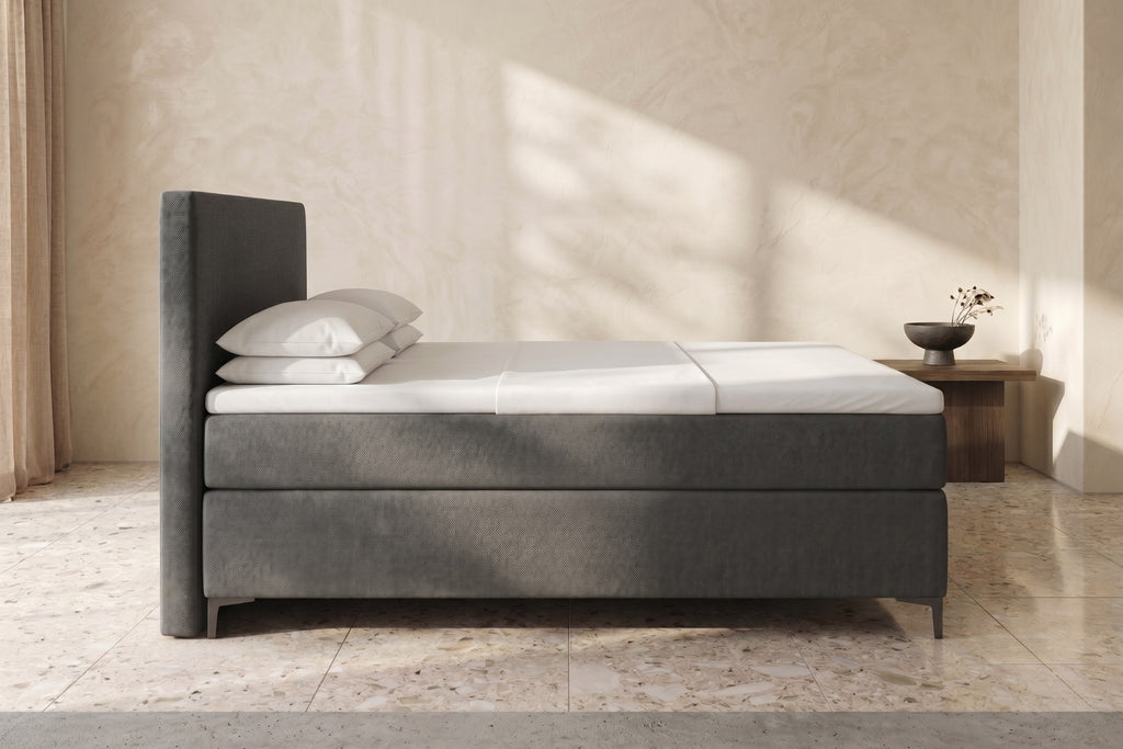 Boxspring Matera | Gris met 8 cm Topper