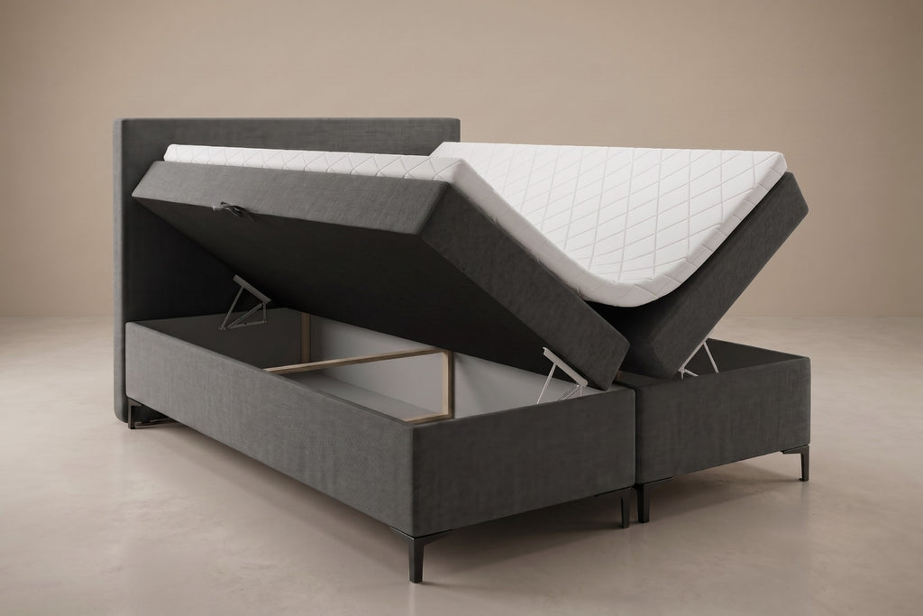 Boxspring Matera | Gris met 8 cm Topper