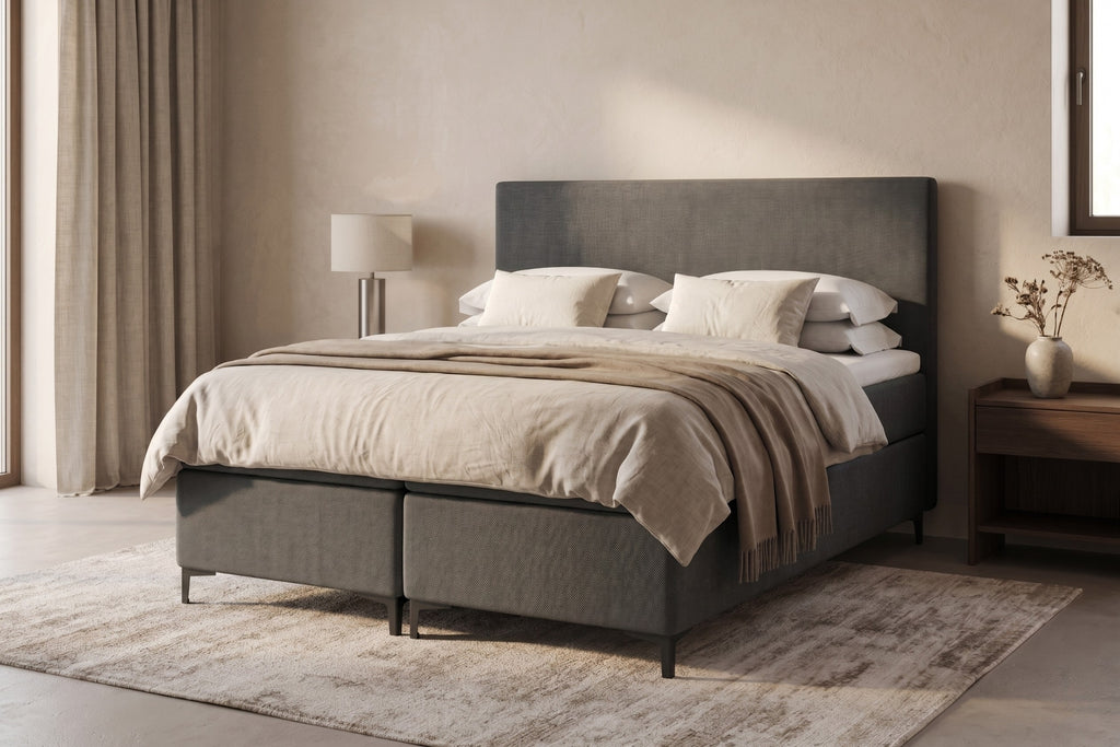 Boxspring Matera | Gris met 8 cm Topper