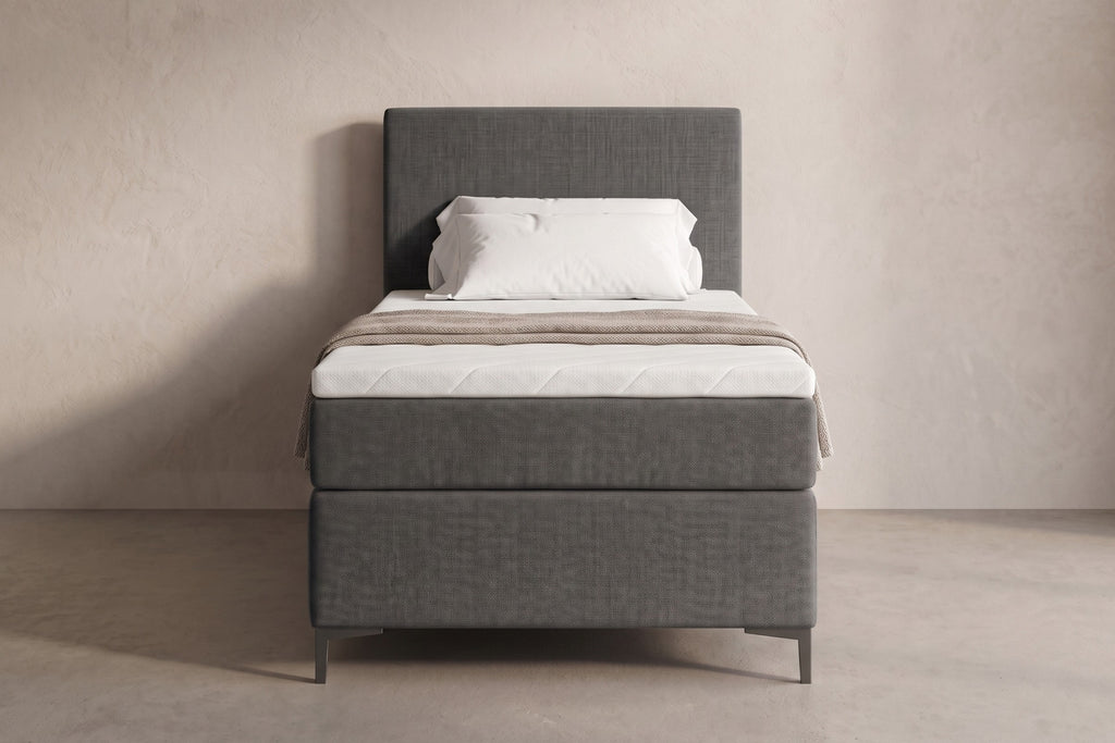 Boxspring Matera | Gris met 8 cm Topper (Une personne)