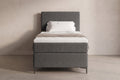 Boxspring Matera | Gris met 8 cm Topper (Une personne)