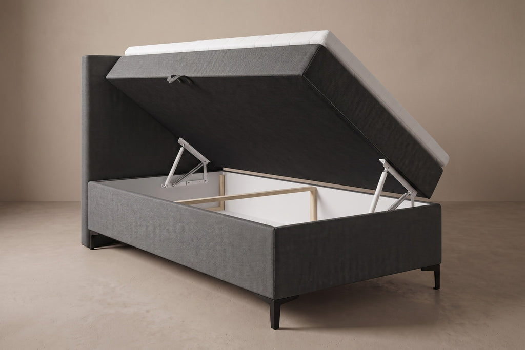 Boxspring Matera | Gris met 8 cm Topper (Une personne)