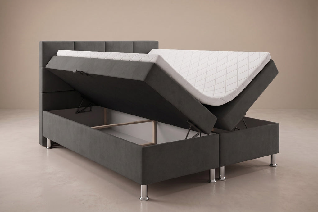 Boxspring Pavia | Antraciet met 8 cm Topper