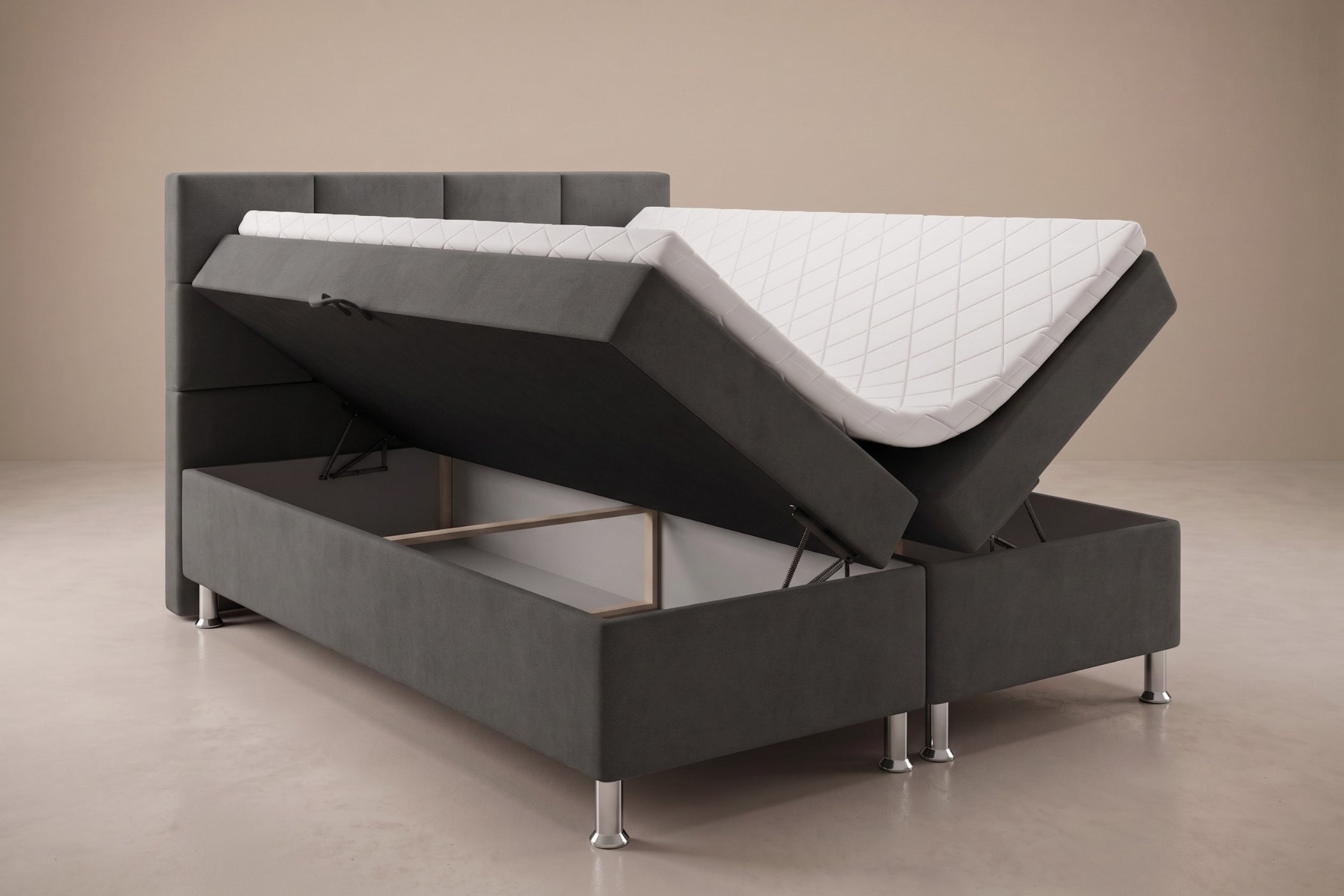 Boxspring Pavia | Antraciet met 8 cm Topper